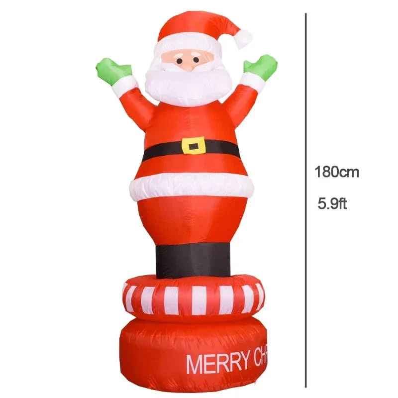 Weihnachtsdekoration Aufblasbarer Zug Weihnachtsmann Schneemann Länge 8.8 m Aufblasbares Spielzeug mit LED-Beleuchtung Outdoor Garten Ornament