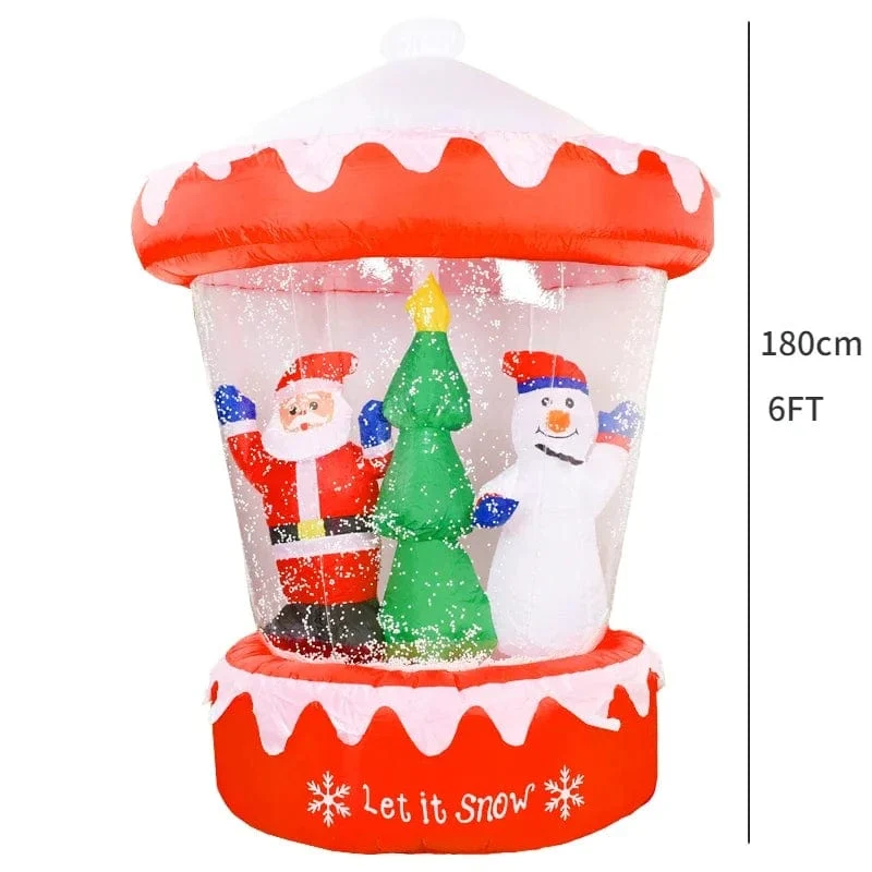Weihnachtsdekoration Aufblasbarer Zug Weihnachtsmann Schneemann Länge 8.8 m Aufblasbares Spielzeug mit LED-Beleuchtung Outdoor Garten Ornament