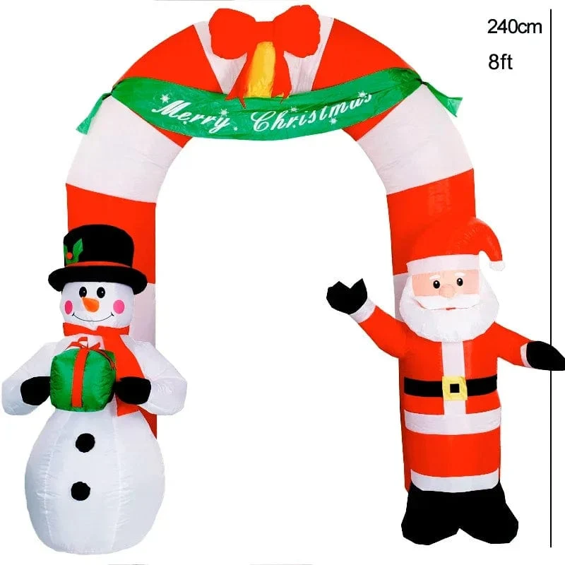 Weihnachtsdekoration Aufblasbarer Zug Weihnachtsmann Schneemann Länge 8.8 m Aufblasbares Spielzeug mit LED-Beleuchtung Outdoor Garten Ornament