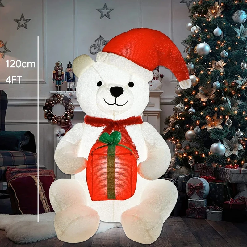 Weihnachtsdekoration Aufblasbarer Zug Weihnachtsmann Schneemann Länge 8.8 m Aufblasbares Spielzeug mit LED-Beleuchtung Outdoor Garten Ornament