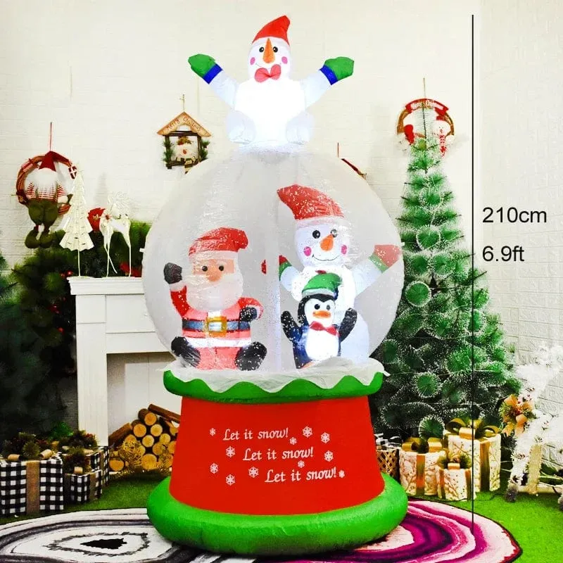 Weihnachtsdekoration Aufblasbarer Zug Weihnachtsmann Schneemann Länge 8.8 m Aufblasbares Spielzeug mit LED-Beleuchtung Outdoor Garten Ornament