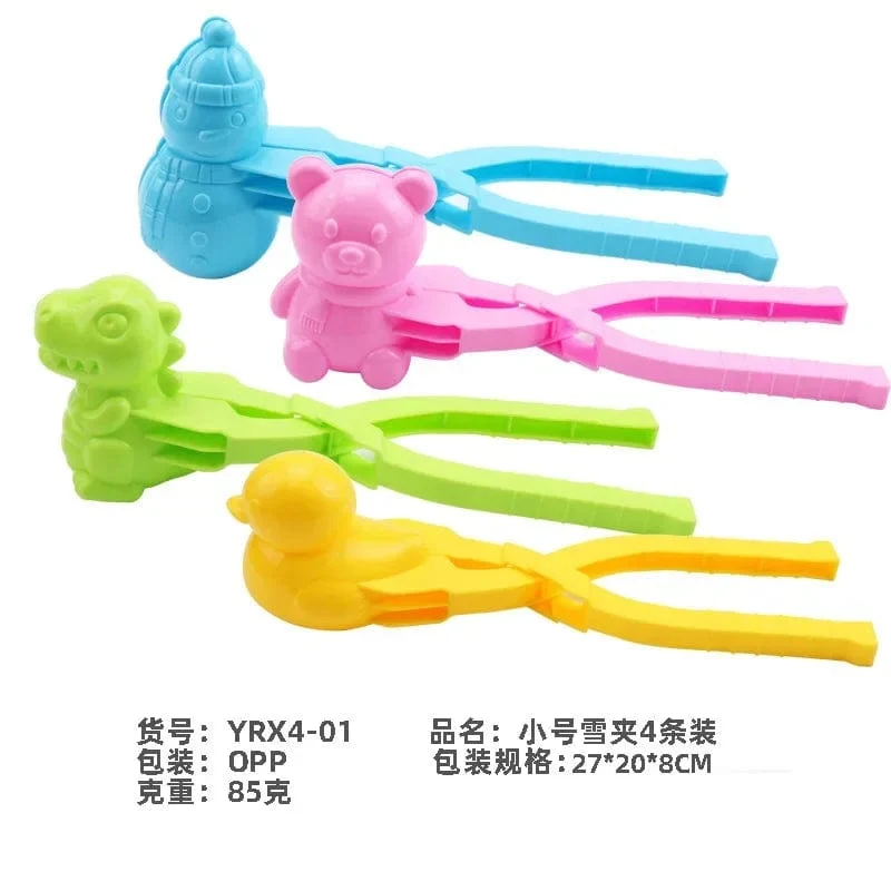 4 Stück süße Bären-Ente Schneeball-Clip Schnee-Lehm-Ball-Maker Kreative Schneebälle Form Schneeschaufel für Kinder Outdoor-Sport Schneespielzeug