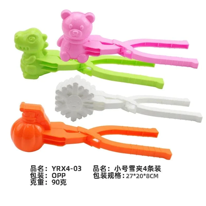 4 Stück süße Bären-Ente Schneeball-Clip Schnee-Lehm-Ball-Maker Kreative Schneebälle Form Schneeschaufel für Kinder Outdoor-Sport Schneespielzeug