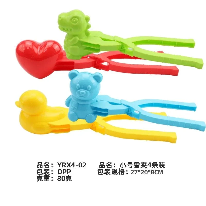 4 Stück süße Bären-Ente Schneeball-Clip Schnee-Lehm-Ball-Maker Kreative Schneebälle Form Schneeschaufel für Kinder Outdoor-Sport Schneespielzeug