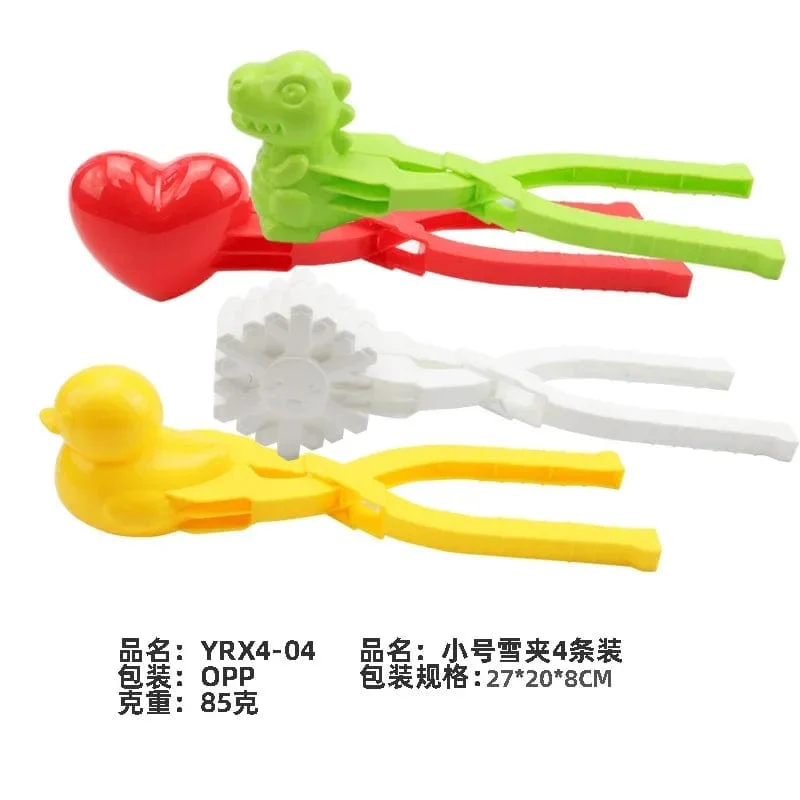 4 Stück süße Bären-Ente Schneeball-Clip Schnee-Lehm-Ball-Maker Kreative Schneebälle Form Schneeschaufel für Kinder Outdoor-Sport Schneespielzeug