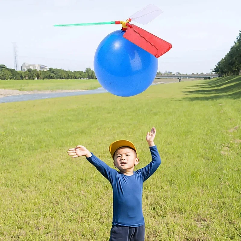 1-10 Stücke Kreative Ballon Hubschrauber Spielzeug Kinder Outdoor Sport Spielzeug Tragbare Elektrische Ballon Flugzeug Interaktive Party Spielzeug Geschenke