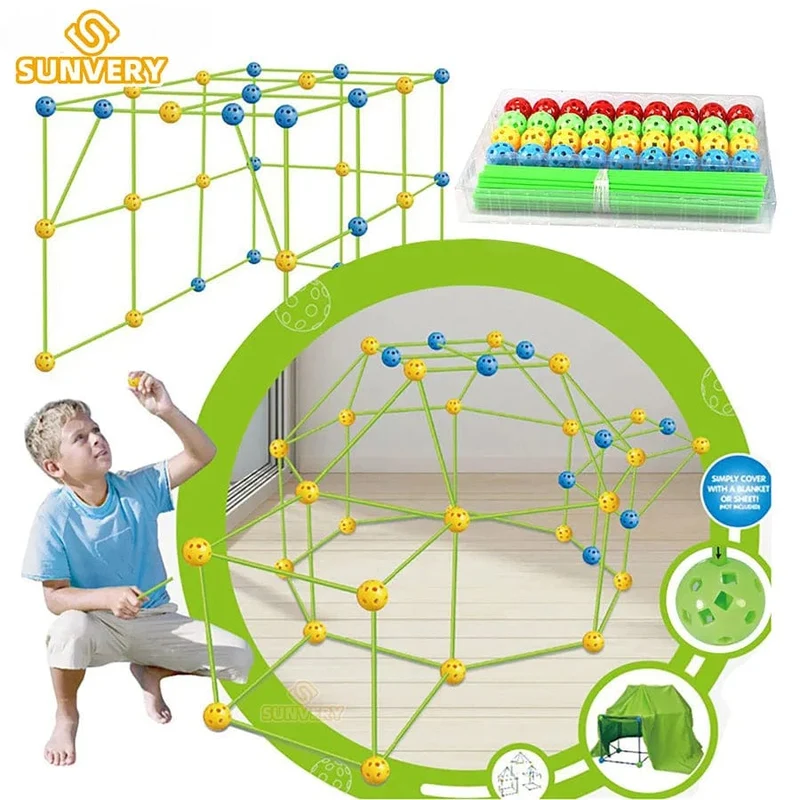 Bausatz für Kinderfestungen, Konstruktion von Festungen, Kinderspielzelte, Fort Build Kid DIY 3D-Zelt zusammenbauen, Spielzeuggeschenk für Kinder
