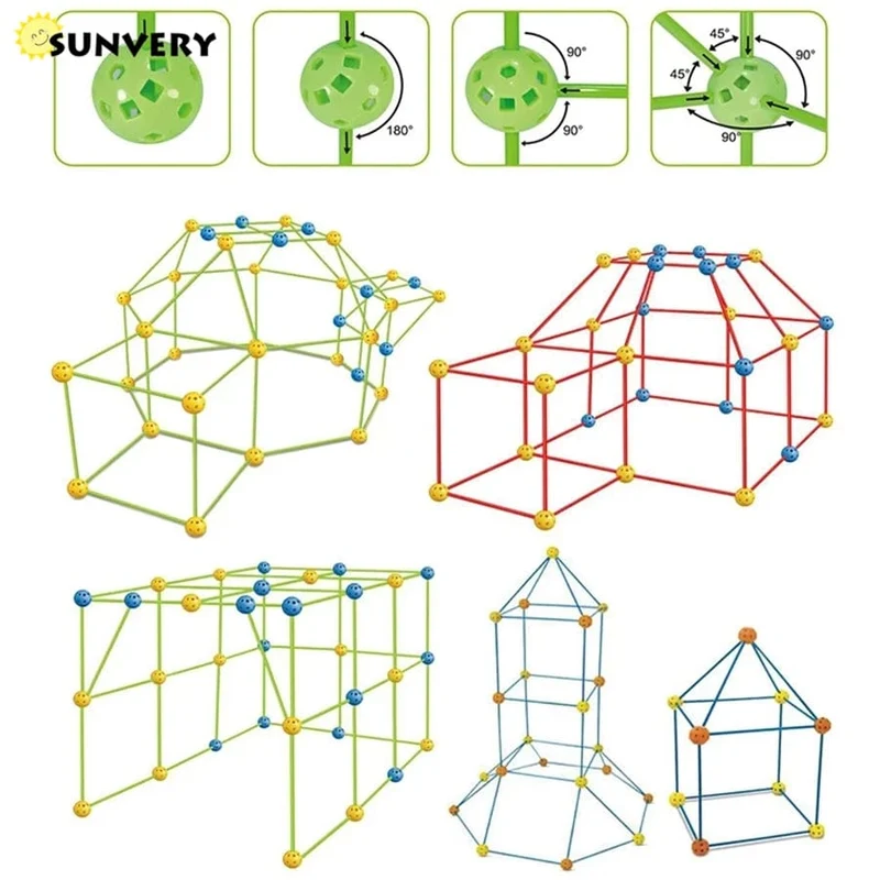 Bausatz für Kinderfestungen, Konstruktion von Festungen, Kinderspielzelte, Fort Build Kid DIY 3D-Zelt zusammenbauen, Spielzeuggeschenk für Kinder