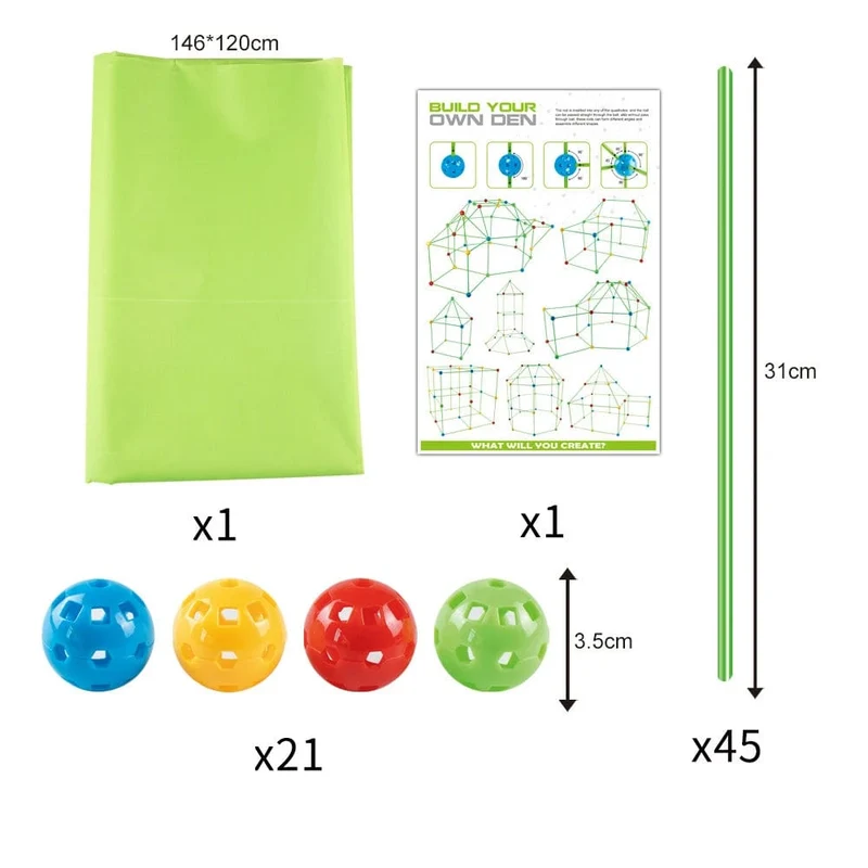 Bausatz für Kinderfestungen, Konstruktion von Festungen, Kinderspielzelte, Fort Build Kid DIY 3D-Zelt zusammenbauen, Spielzeuggeschenk für Kinder