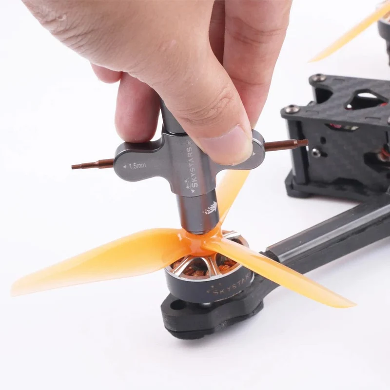 Skystars Quad M5 Schraubenschlüssel 1.5 mm/2 mm Schraubendreher mit integriertem Einweg-Lagerwerkzeug für RC Drone FPV Racing