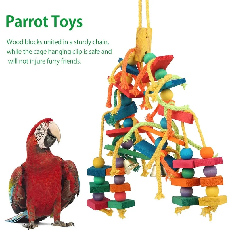 Holz Papagei Vogel Spielzeug Liebe Vogelkäfig Lustige Ausbildung Vogel Spielzeug Baumwolle Seil Papagei Spielzeug Bissfest Vogel Reißen Spielzeug haustier Produkt