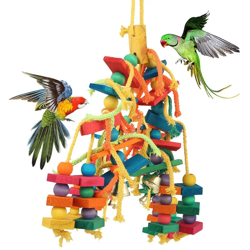 Holz Papagei Vogel Spielzeug Liebe Vogelkäfig Lustige Ausbildung Vogel Spielzeug Baumwolle Seil Papagei Spielzeug Bissfest Vogel Reißen Spielzeug haustier Produkt