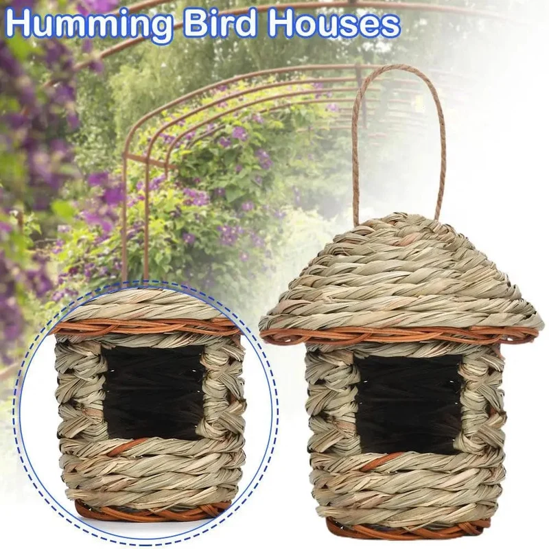Handgewebtes Strohvogelnest, Papageienschlüpfer, Outdoor-Garten, hängendes Bruthaus, Nest, Vogelzubehör