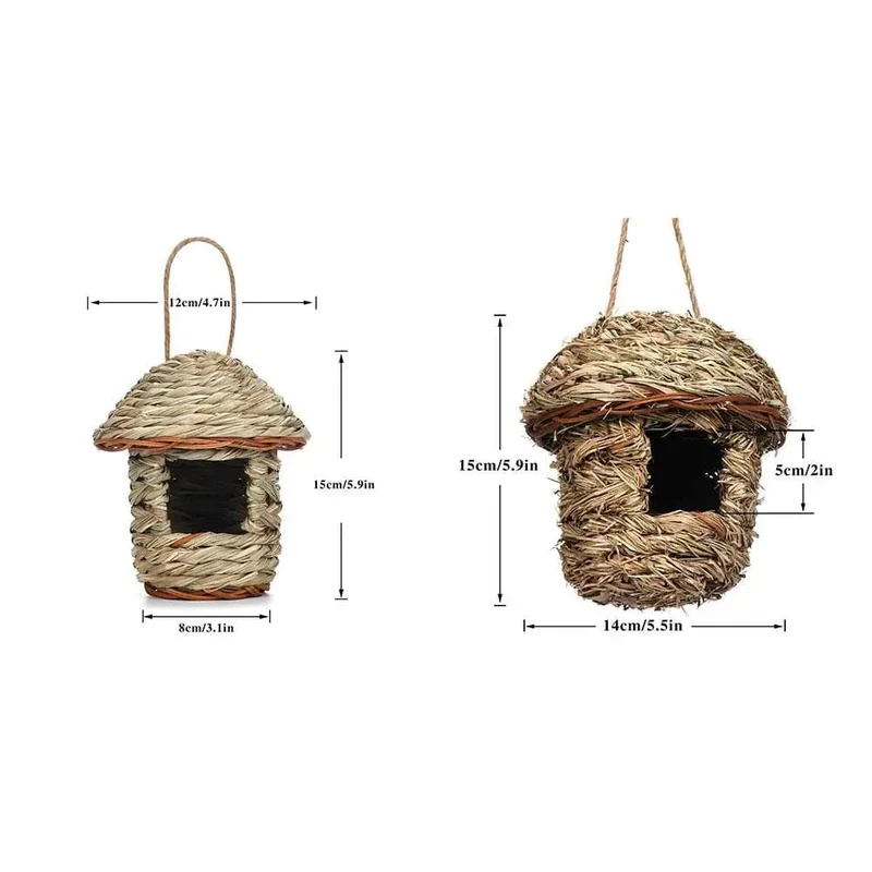 Handgewebtes Strohvogelnest, Papageienschlüpfer, Outdoor-Garten, hängendes Bruthaus, Nest, Vogelzubehör