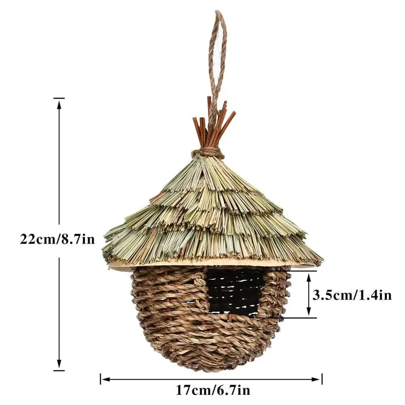 Handgewebtes Strohvogelnest, Papageienschlüpfer, Outdoor-Garten, hängendes Bruthaus, Nest, Vogelzubehör