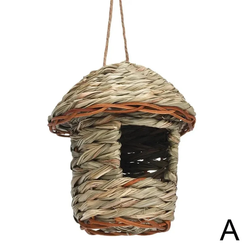 Handgewebtes Strohvogelnest, Papageienschlüpfer, Outdoor-Garten, hängendes Bruthaus, Nest, Vogelzubehör