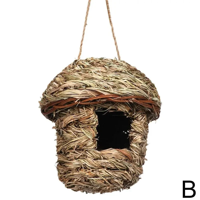 Handgewebtes Strohvogelnest, Papageienschlüpfer, Outdoor-Garten, hängendes Bruthaus, Nest, Vogelzubehör