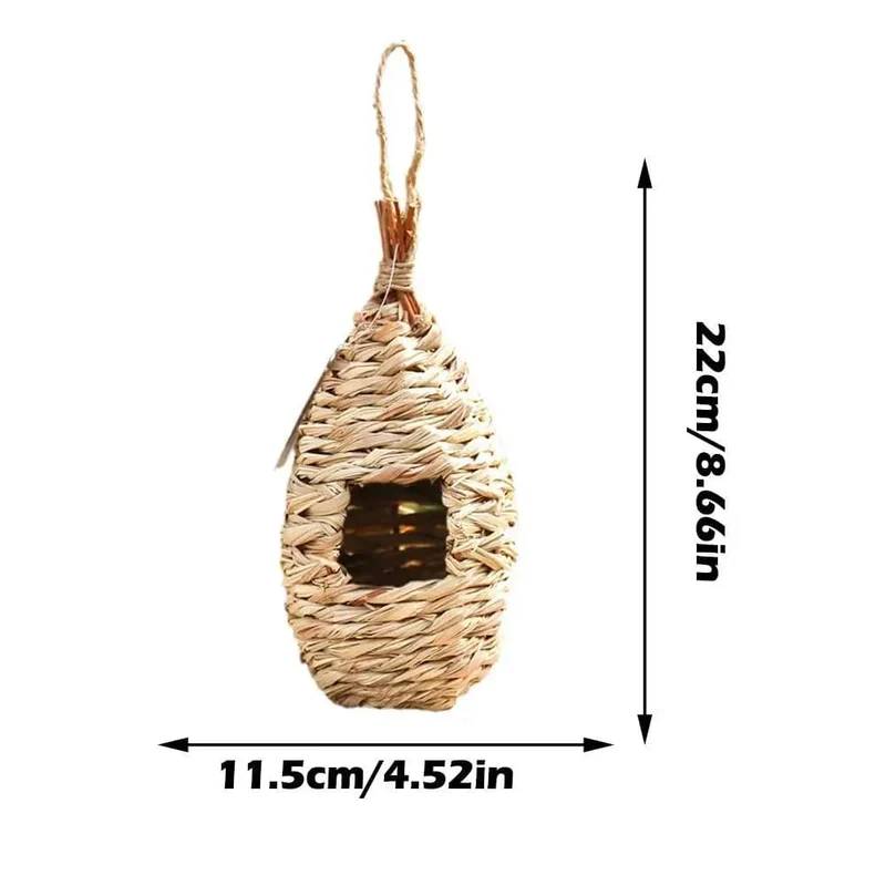 Handgewebtes Strohvogelnest, Papageienschlüpfer, Outdoor-Garten, hängendes Bruthaus, Nest, Vogelzubehör