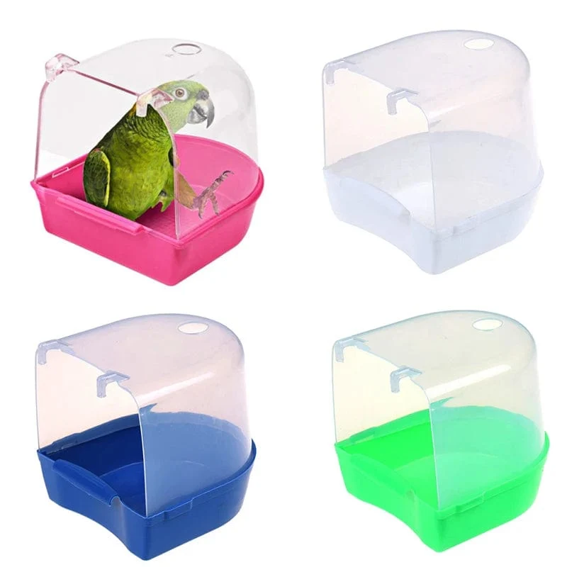 Vogelbadewanne zum Aufhängen, Würfel, Papageien, Badewanne, Duschbox, Käfigzubehör für kleine Vögel, Kanarienvögel, Wellensittiche, Nymphensittiche, Unzertrennliche