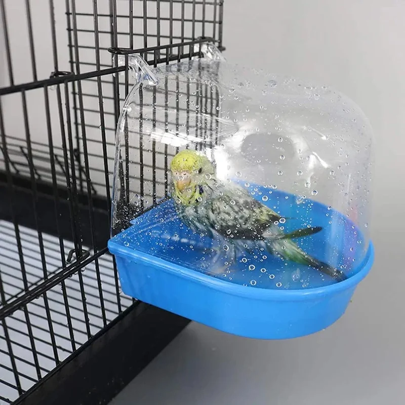 Vogelbadewanne zum Aufhängen, Würfel, Papageien, Badewanne, Duschbox, Käfigzubehör für kleine Vögel, Kanarienvögel, Wellensittiche, Nymphensittiche, Unzertrennliche