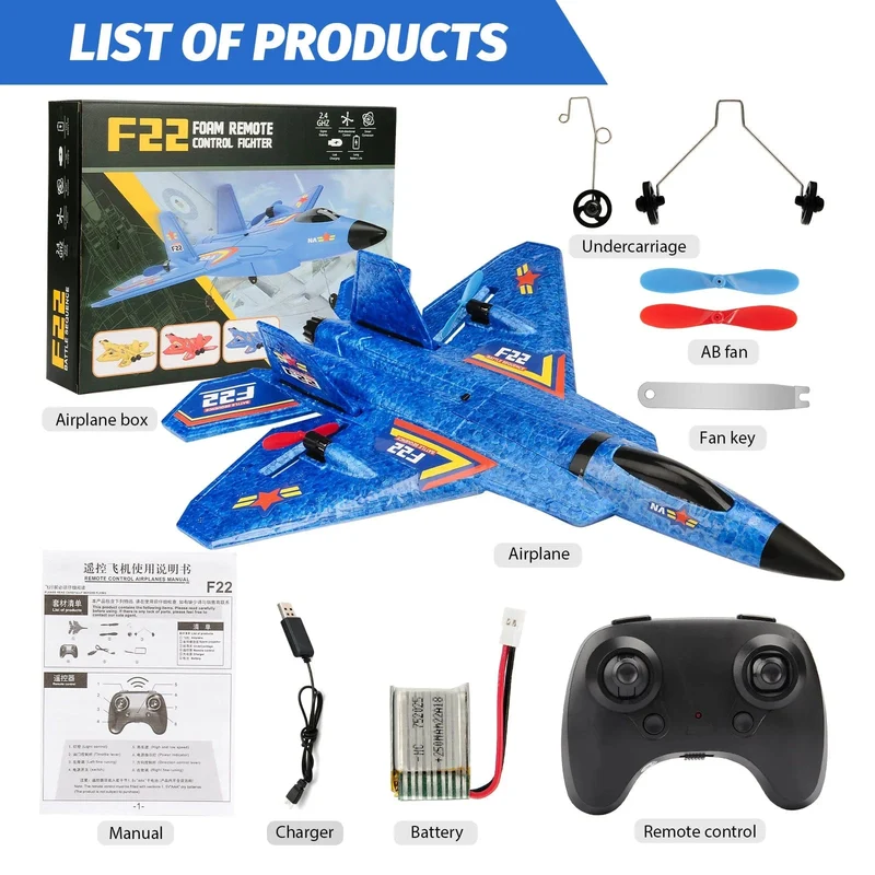 RC Flugzeug F22 Raptor Hubschrauber Fernbedienung Flugzeug 2.4G Flugzeug Fernbedienung EPP Schaum Flugzeug Kinderspielzeug