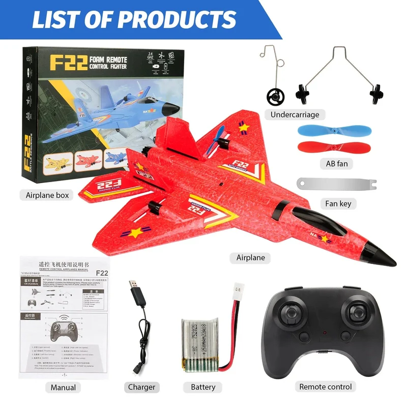 RC Flugzeug F22 Raptor Hubschrauber Fernbedienung Flugzeug 2.4G Flugzeug Fernbedienung EPP Schaum Flugzeug Kinderspielzeug