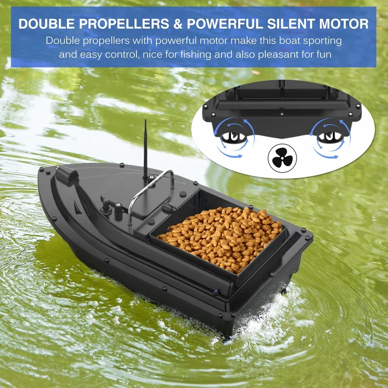 RC Fischköderboot mit Tasche GPS Auto Return 2KG Load Bin 500M Entfernung Nachtlicht 12000mAh 6 Stunden RC Schiff Spielzeug