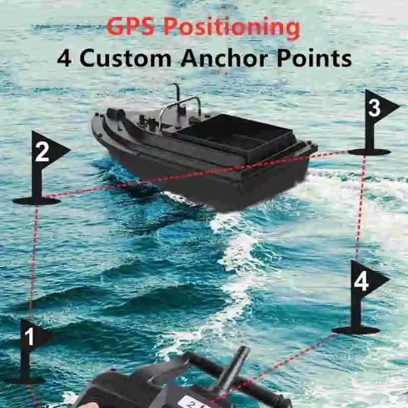 RC Fischköderboot mit Tasche GPS Auto Return 2KG Load Bin 500M Entfernung Nachtlicht 12000mAh 6 Stunden RC Schiff Spielzeug