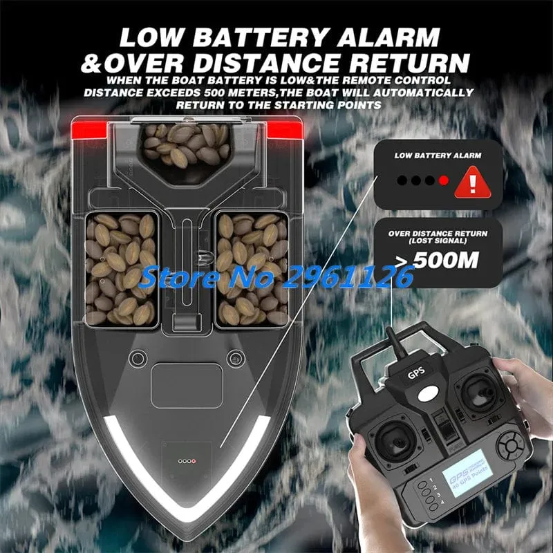 500M 40GPS Punkt Fernbedienung Fischerboot 2KG Last 6 Stunden LCD Display GPS Auto Return Cruise 3 Hopper High Speed ​​RC Köder Boot