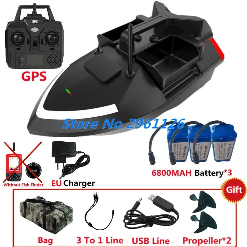 500M 40GPS Punkt Fernbedienung Fischerboot 2KG Last 6 Stunden LCD Display GPS Auto Return Cruise 3 Hopper High Speed ​​RC Köder Boot