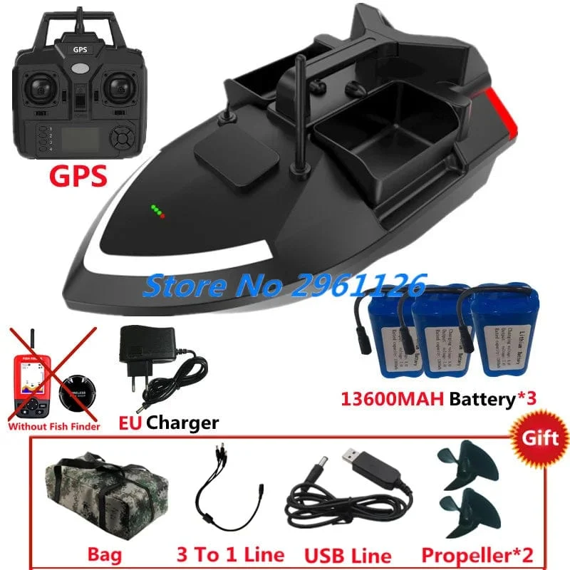 500M 40GPS Punkt Fernbedienung Fischerboot 2KG Last 6 Stunden LCD Display GPS Auto Return Cruise 3 Hopper High Speed ​​RC Köder Boot