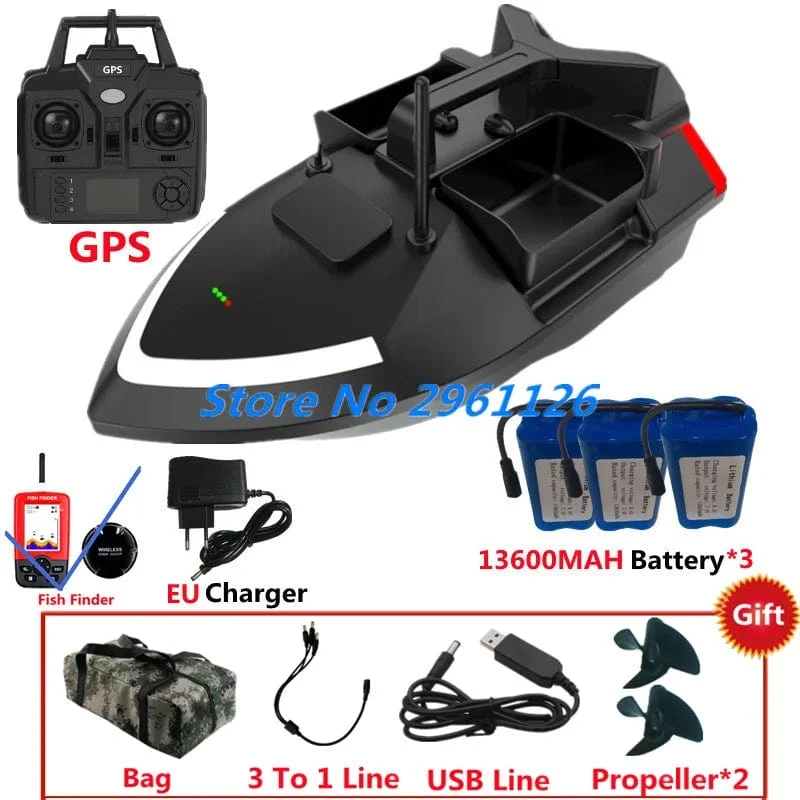 500M 40GPS Punkt Fernbedienung Fischerboot 2KG Last 6 Stunden LCD Display GPS Auto Return Cruise 3 Hopper High Speed ​​RC Köder Boot