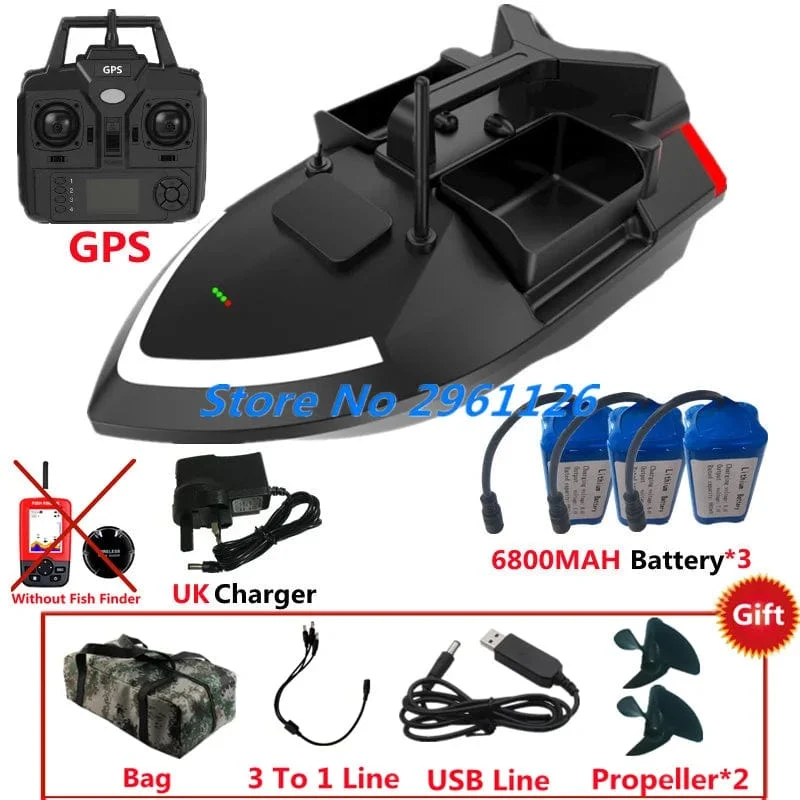 500M 40GPS Punkt Fernbedienung Fischerboot 2KG Last 6 Stunden LCD Display GPS Auto Return Cruise 3 Hopper High Speed ​​RC Köder Boot