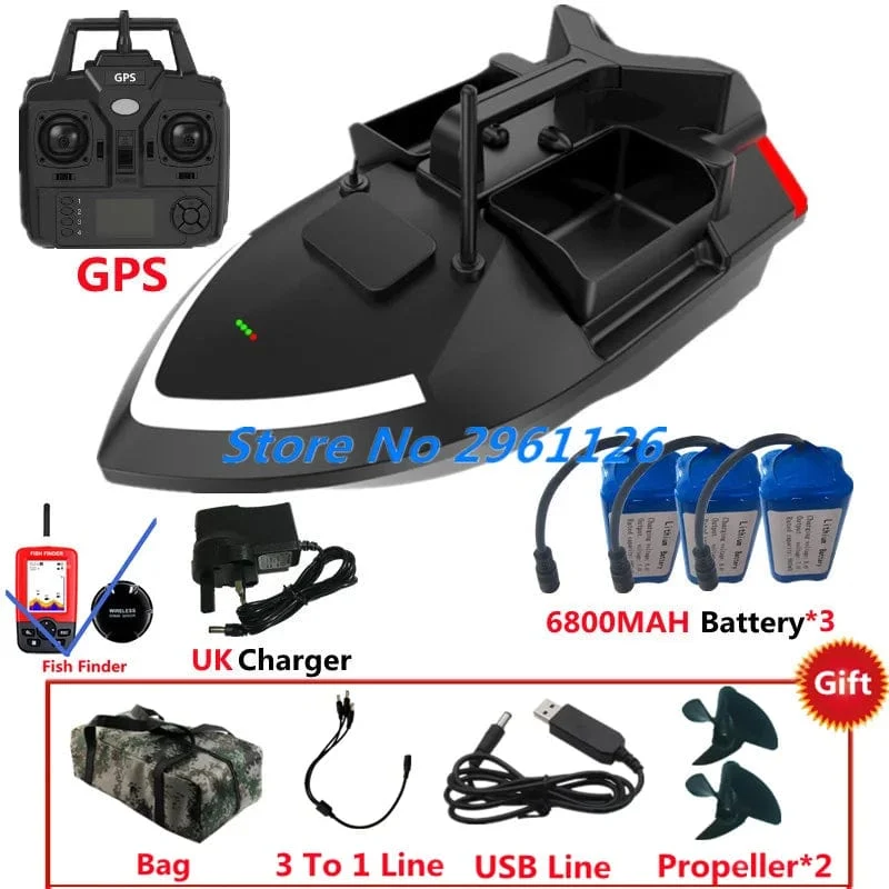 500M 40GPS Punkt Fernbedienung Fischerboot 2KG Last 6 Stunden LCD Display GPS Auto Return Cruise 3 Hopper High Speed ​​RC Köder Boot