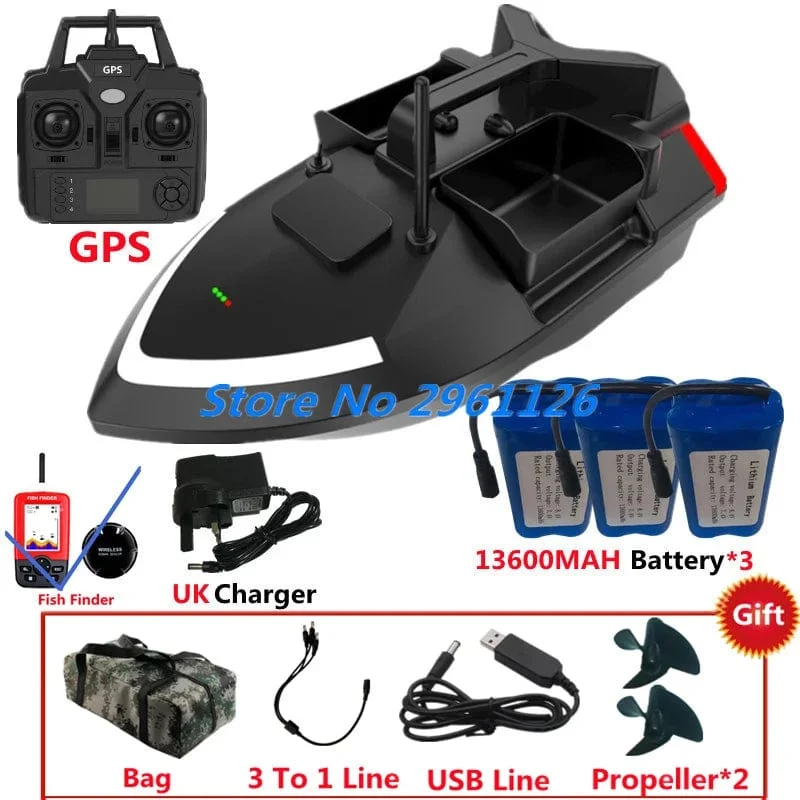 500M 40GPS Punkt Fernbedienung Fischerboot 2KG Last 6 Stunden LCD Display GPS Auto Return Cruise 3 Hopper High Speed ​​RC Köder Boot