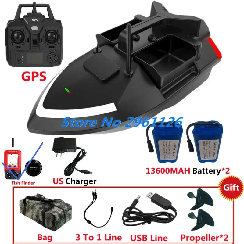 500M 40GPS Punkt Fernbedienung Fischerboot 2KG Last 6 Stunden LCD Display GPS Auto Return Cruise 3 Hopper High Speed ​​RC Köder Boot