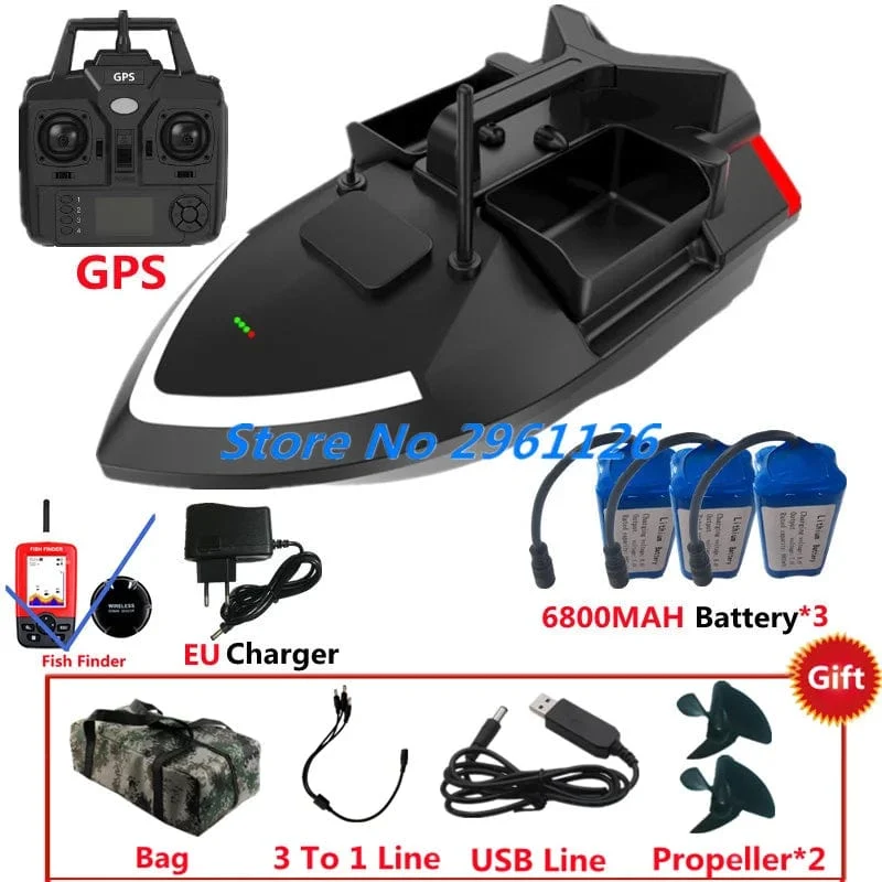 500M 40GPS Punkt Fernbedienung Fischerboot 2KG Last 6 Stunden LCD Display GPS Auto Return Cruise 3 Hopper High Speed ​​RC Köder Boot
