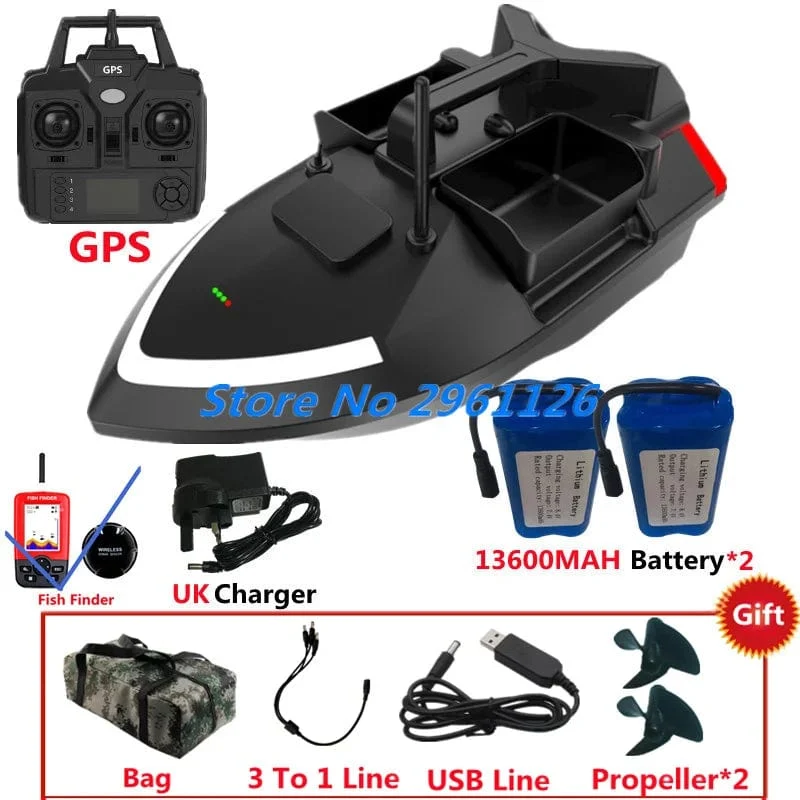 500M 40GPS Punkt Fernbedienung Fischerboot 2KG Last 6 Stunden LCD Display GPS Auto Return Cruise 3 Hopper High Speed ​​RC Köder Boot