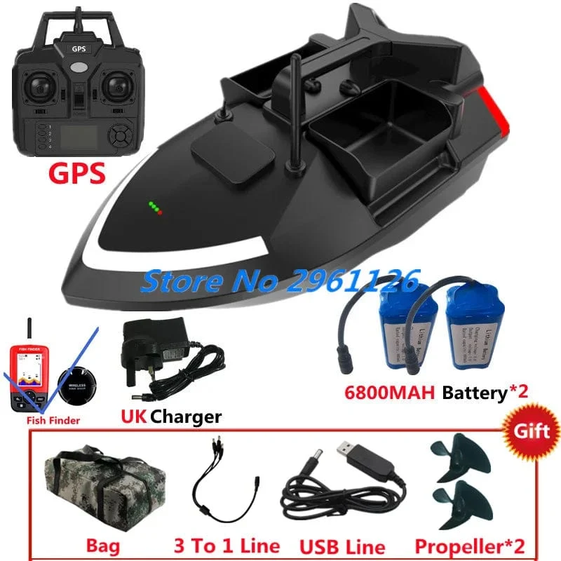 500M 40GPS Punkt Fernbedienung Fischerboot 2KG Last 6 Stunden LCD Display GPS Auto Return Cruise 3 Hopper High Speed ​​RC Köder Boot