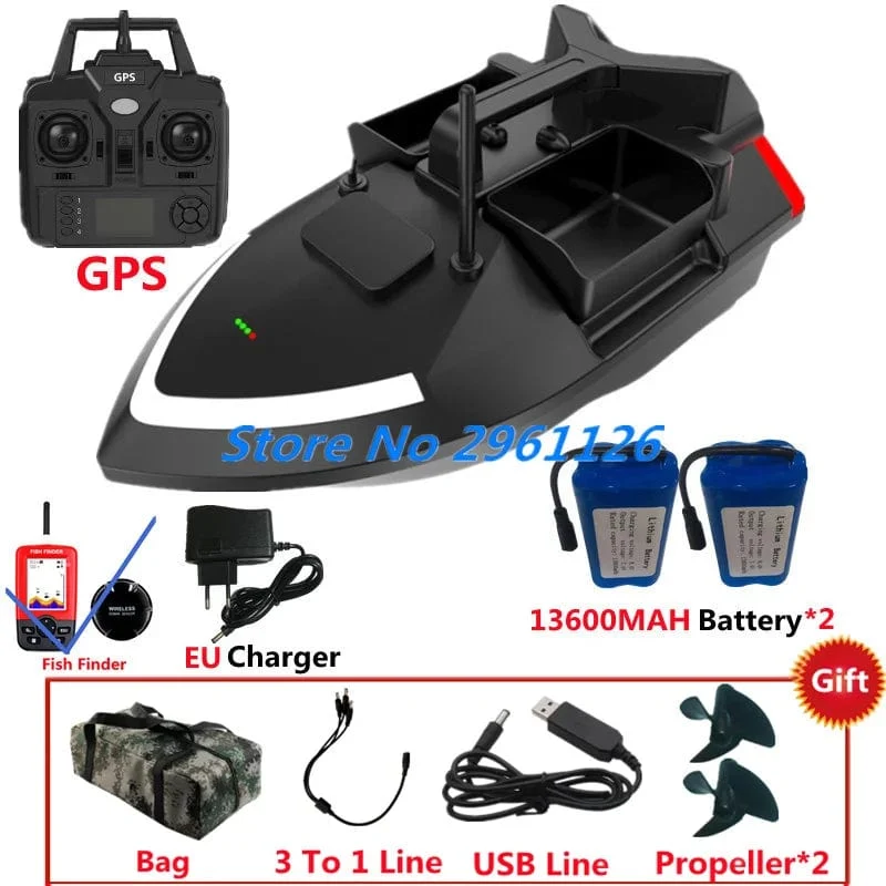 500M 40GPS Punkt Fernbedienung Fischerboot 2KG Last 6 Stunden LCD Display GPS Auto Return Cruise 3 Hopper High Speed ​​RC Köder Boot