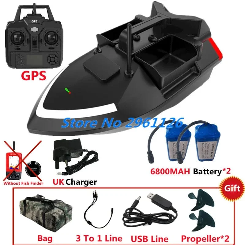500M 40GPS Punkt Fernbedienung Fischerboot 2KG Last 6 Stunden LCD Display GPS Auto Return Cruise 3 Hopper High Speed ​​RC Köder Boot