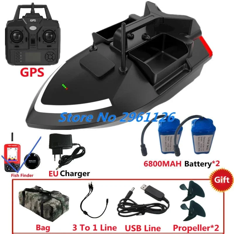 500M 40GPS Punkt Fernbedienung Fischerboot 2KG Last 6 Stunden LCD Display GPS Auto Return Cruise 3 Hopper High Speed ​​RC Köder Boot