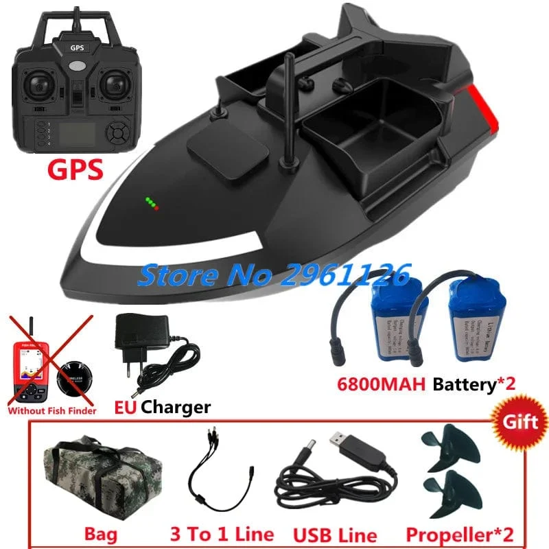 500M 40GPS Punkt Fernbedienung Fischerboot 2KG Last 6 Stunden LCD Display GPS Auto Return Cruise 3 Hopper High Speed ​​RC Köder Boot
