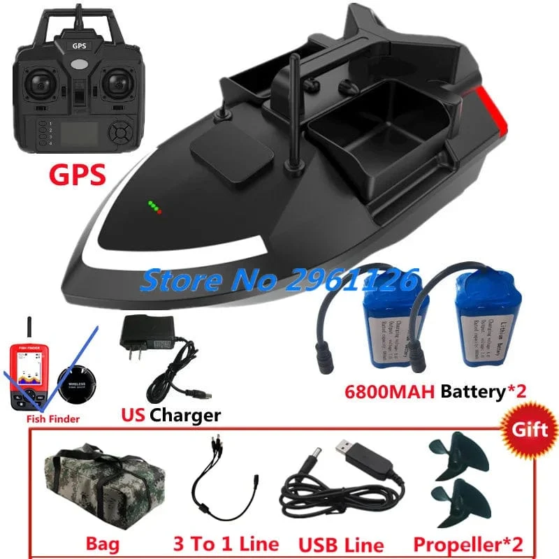 500M 40GPS Punkt Fernbedienung Fischerboot 2KG Last 6 Stunden LCD Display GPS Auto Return Cruise 3 Hopper High Speed ​​RC Köder Boot