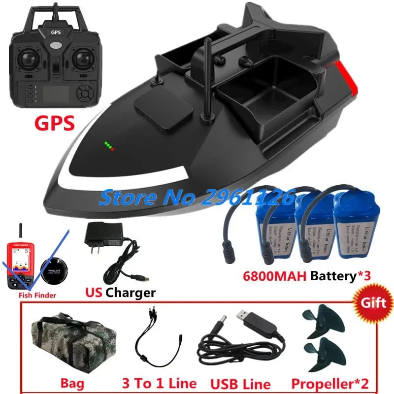 500M 40GPS Punkt Fernbedienung Fischerboot 2KG Last 6 Stunden LCD Display GPS Auto Return Cruise 3 Hopper High Speed ​​RC Köder Boot
