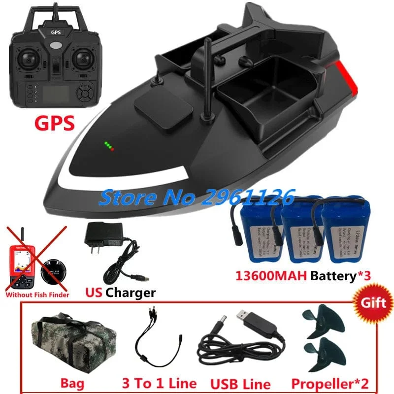500M 40GPS Punkt Fernbedienung Fischerboot 2KG Last 6 Stunden LCD Display GPS Auto Return Cruise 3 Hopper High Speed ​​RC Köder Boot