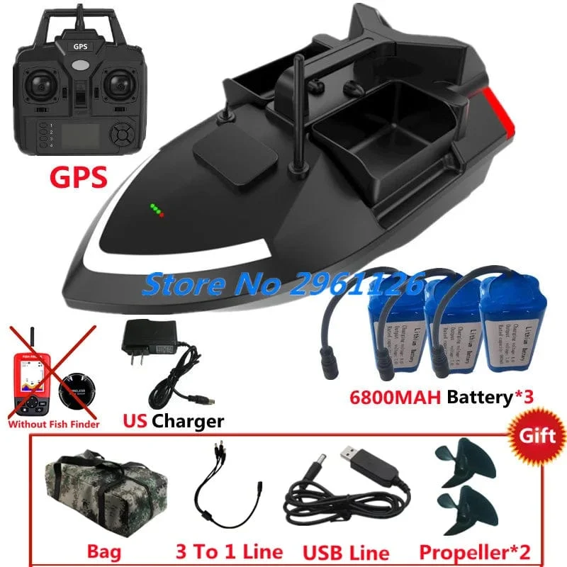 500M 40GPS Punkt Fernbedienung Fischerboot 2KG Last 6 Stunden LCD Display GPS Auto Return Cruise 3 Hopper High Speed ​​RC Köder Boot