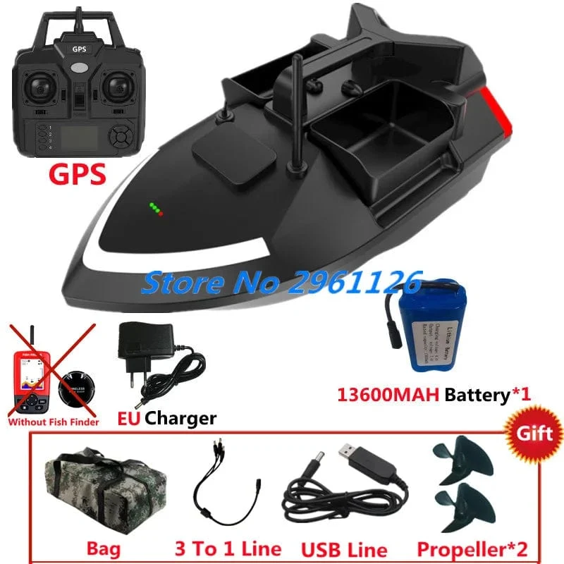 500M 40GPS Punkt Fernbedienung Fischerboot 2KG Last 6 Stunden LCD Display GPS Auto Return Cruise 3 Hopper High Speed ​​RC Köder Boot