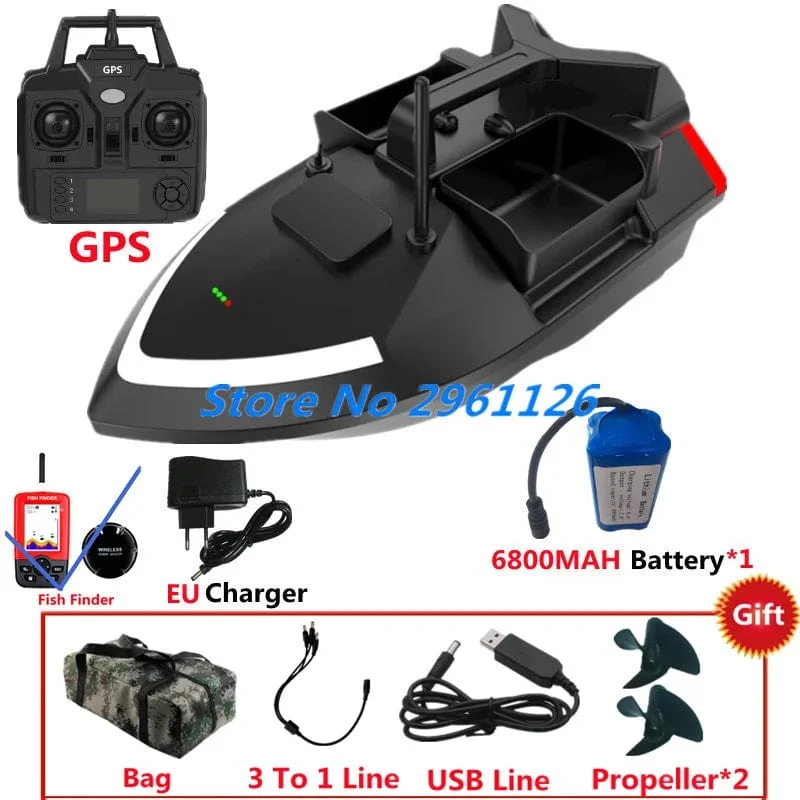 500M 40GPS Punkt Fernbedienung Fischerboot 2KG Last 6 Stunden LCD Display GPS Auto Return Cruise 3 Hopper High Speed ​​RC Köder Boot