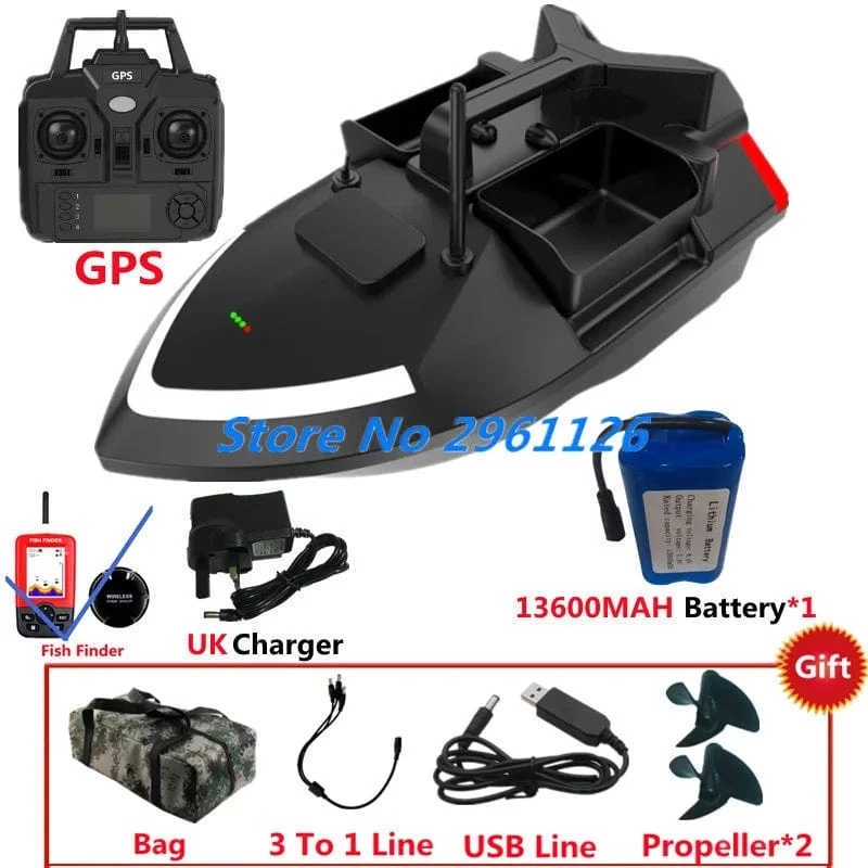 500M 40GPS Punkt Fernbedienung Fischerboot 2KG Last 6 Stunden LCD Display GPS Auto Return Cruise 3 Hopper High Speed ​​RC Köder Boot